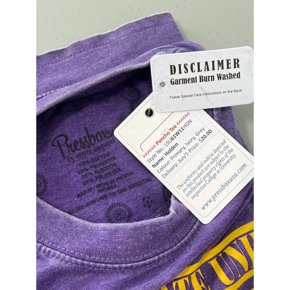 Louisiana State University Tigers Presbox Sz Small Purple Burn Wash Poncho Tee - Picture 5 of 6